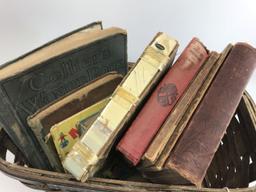 Oak Splint Basket Full Of Older Books