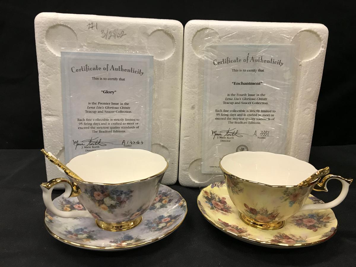 Bradford Edition (2) tea cup sets "Glory" and "Enchantment"