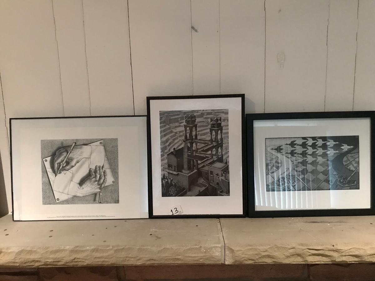 (3) M.C. Escher Framed Prints