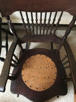 Antique Wooden Rocker W/Pressed Back