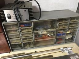 Green Wood Cabinet with contents