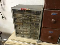 Green Wood Cabinet with contents