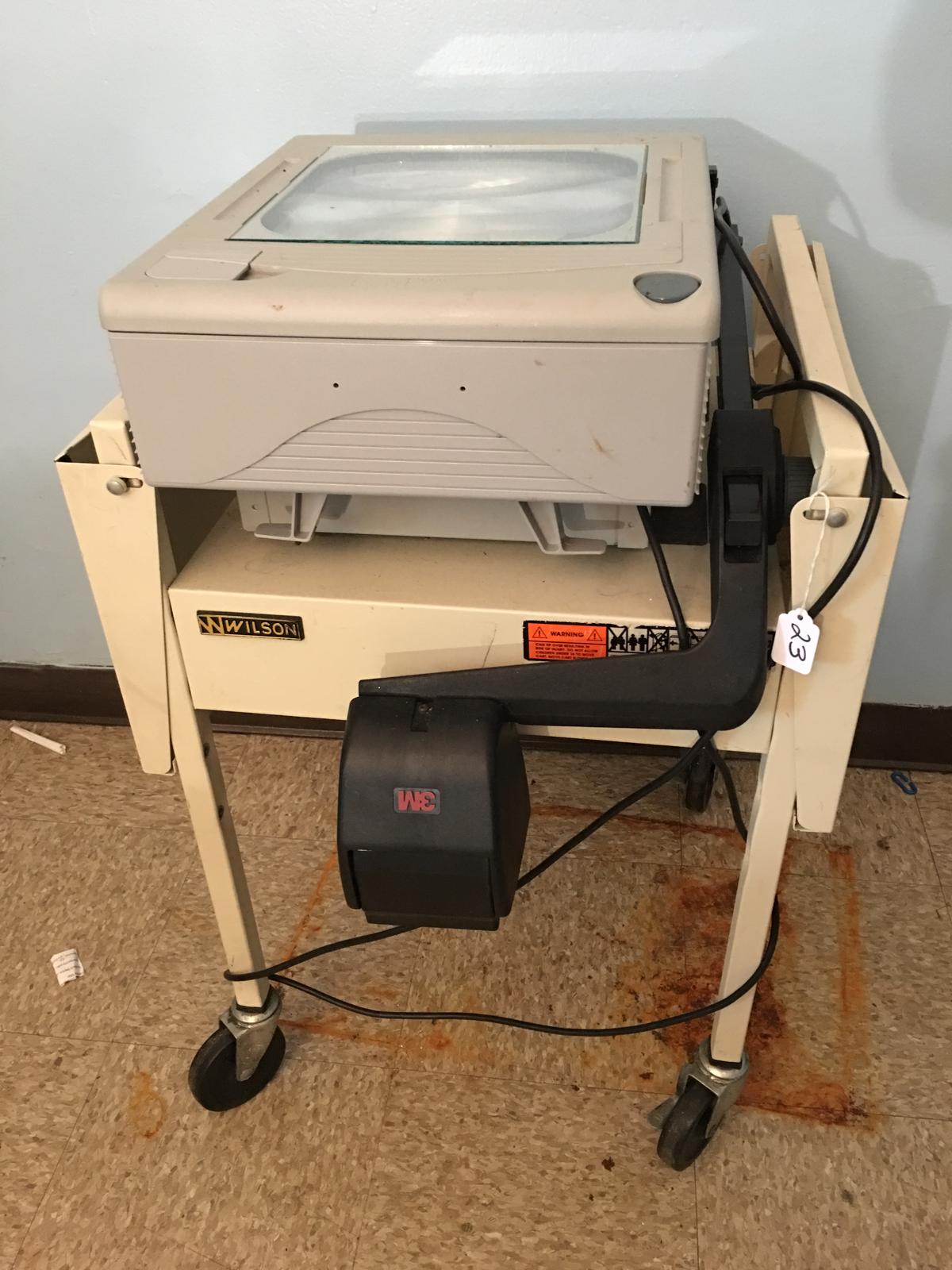 3-M Overhead Projector On Wheeled Cart, Cafeteria