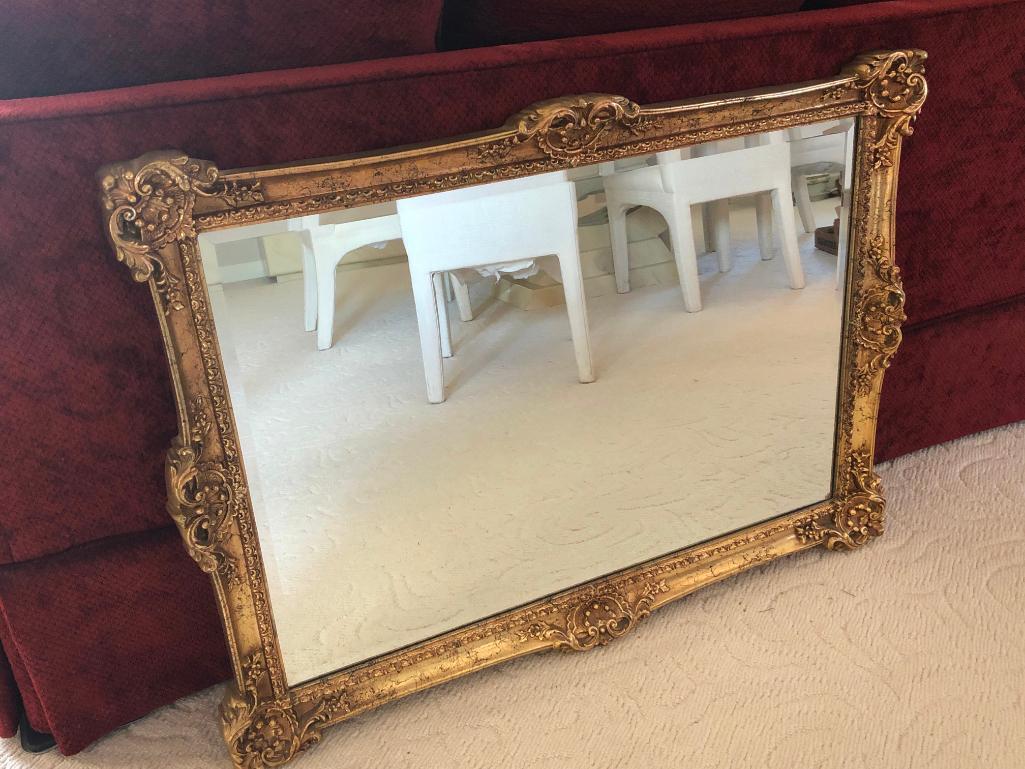 Gold Framed Beveled Wall Mirror