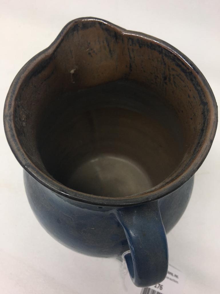 Vintage Stoneware Pitcher W/Hand Painted Florals