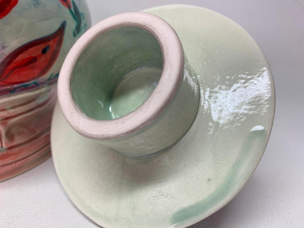 Contemporary Pottery Lidded Jar Signed "Mitch"