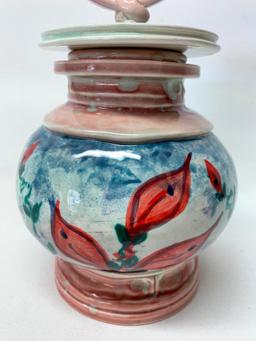 Contemporary Pottery Lidded Jar Signed "Mitch"