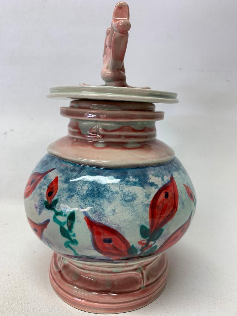 Contemporary Pottery Lidded Jar Signed "Mitch"