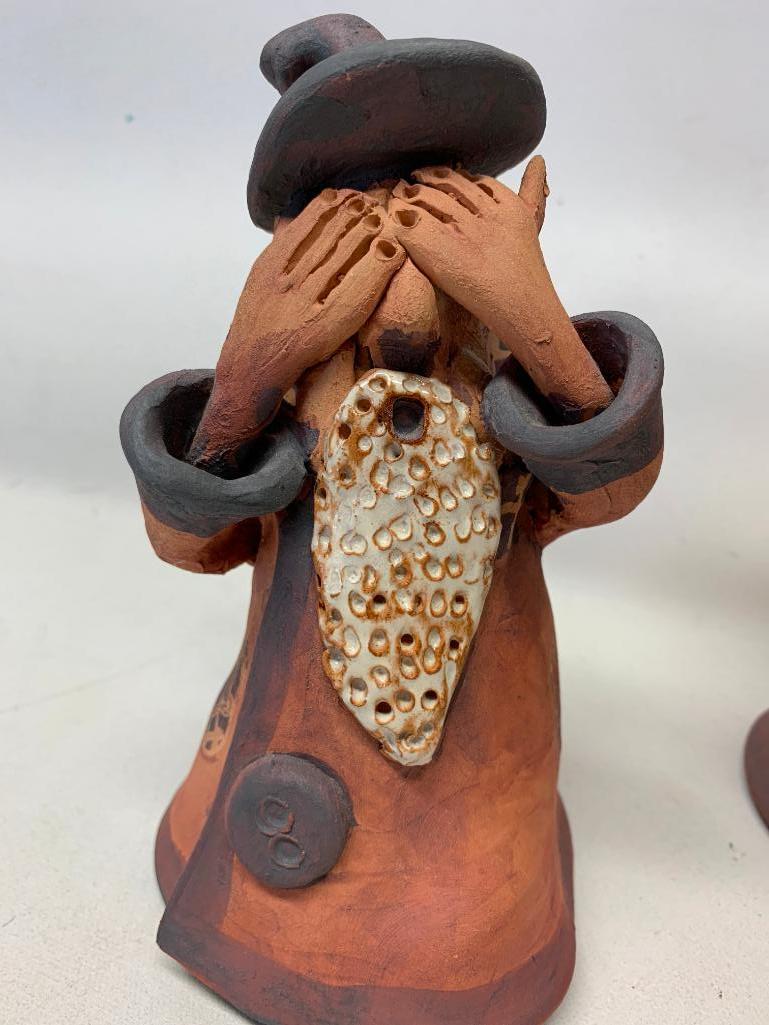 (3) Pottery Period Men "Hear No Evil, Speak No Evil, & See No Evil"