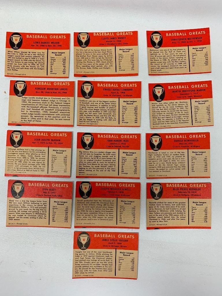 (13) 1961 Fleer Baseball Greats Cards