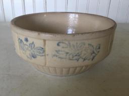 Stoneware Mixing Bowl W/Blue Stenciled Rim