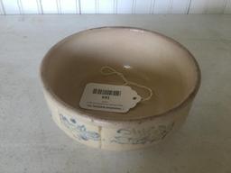 Stoneware Mixing Bowl W/Blue Stenciled Rim
