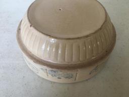 Stoneware Mixing Bowl W/Blue Stenciled Rim