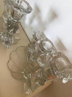 (2) Cambridge Glass Triple Candle Holders