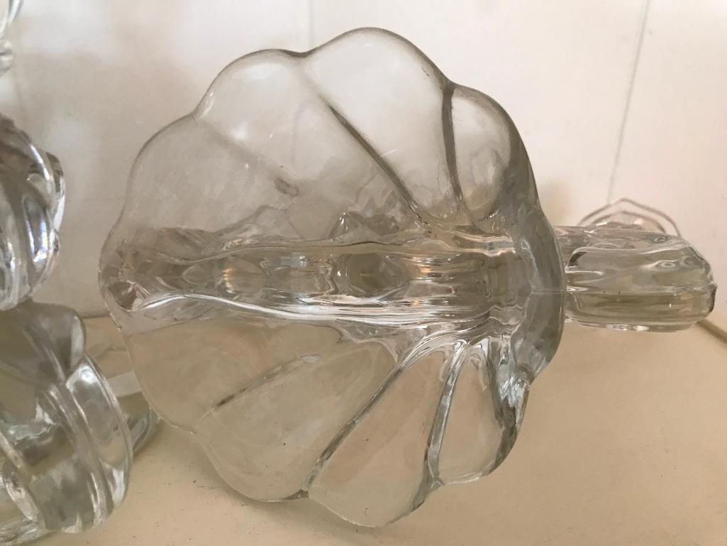 (2) Cambridge Glass Triple Candle Holders