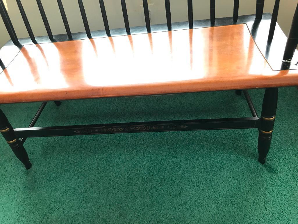 Signed Hitchcock Deacon's Bench W/Stenciled Design