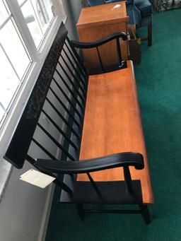 Signed Hitchcock Deacon's Bench W/Stenciled Design