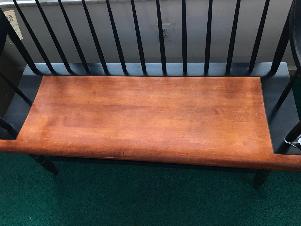 Signed Hitchcock Deacon's Bench W/Stenciled Design