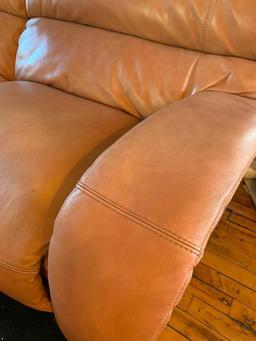 Leather 2-Cushion Couch W/Recliner On Each End