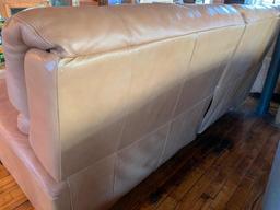 Leather 2-Cushion Couch W/Recliner On Each End
