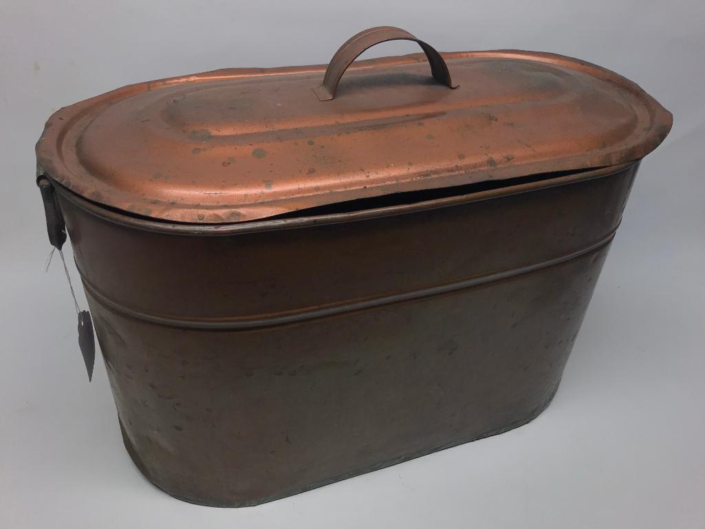 Antique Copper Wash Boiler W/Tin Lid