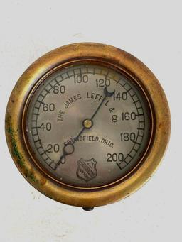 The James Leffel & Co Pressure Gauge Springfield, OH. This Item is 6" in Diameter
