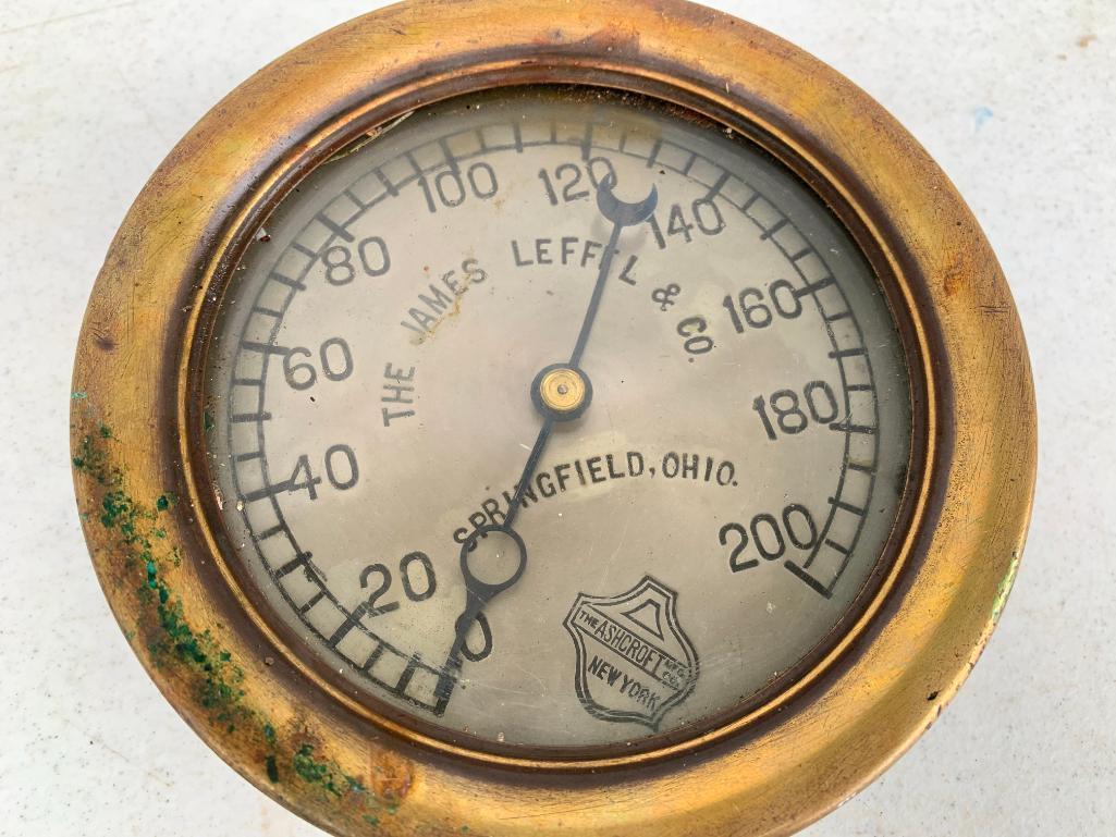 The James Leffel & Co Pressure Gauge Springfield, OH. This Item is 6" in Diameter