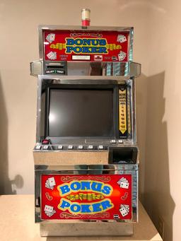 Bonus Poker Slot Machine w/Keys. This is 42" Tall x 24" Wide x 20" Deep - As Pictured