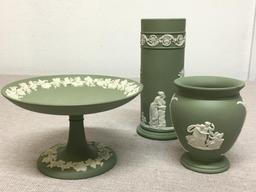 Three Piece Green Wedgewood Set
