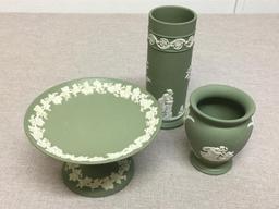 Three Piece Green Wedgewood Set