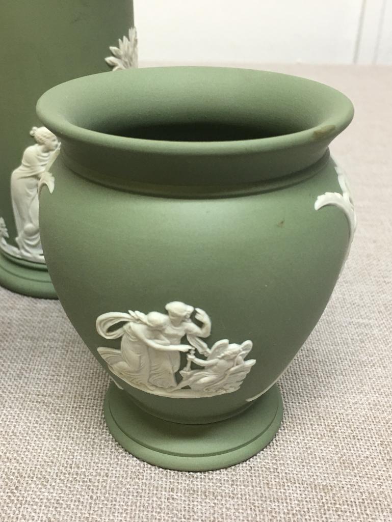 Three Piece Green Wedgewood Set