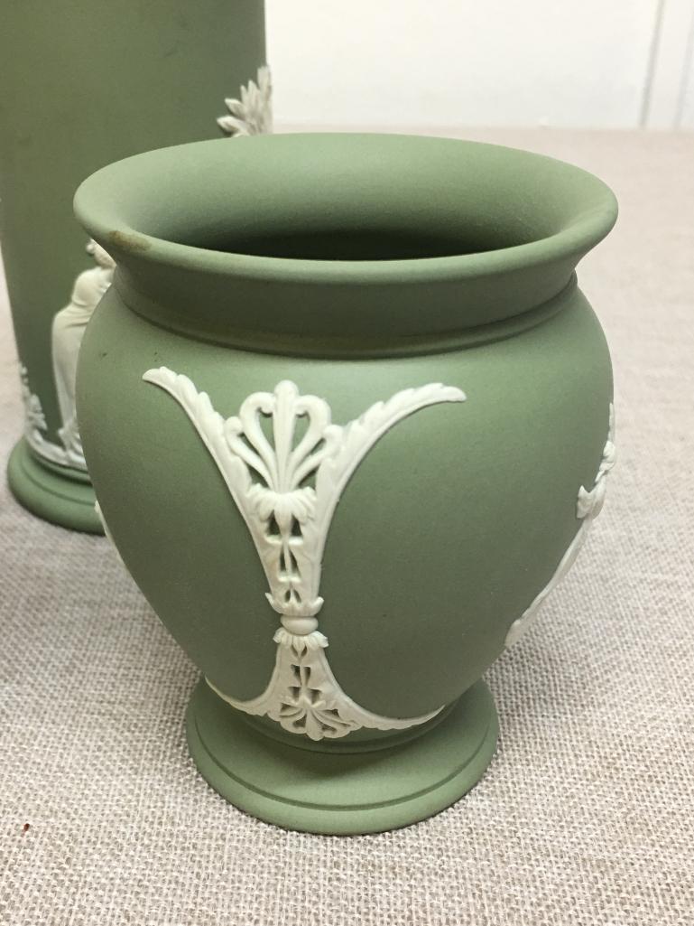 Three Piece Green Wedgewood Set