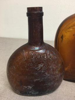 Group of Three Vintage Amber Bottles