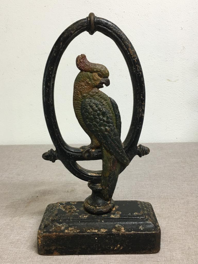 Antique Bradley Hubbard Cast Iron Parrot Door Stop