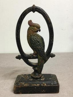 Antique Bradley Hubbard Cast Iron Parrot Door Stop