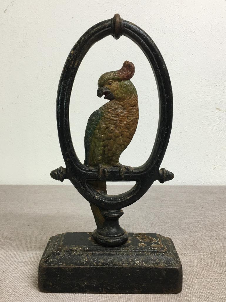 Antique Bradley Hubbard Cast Iron Parrot Door Stop