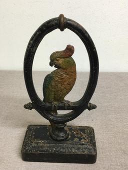 Antique Bradley Hubbard Cast Iron Parrot Door Stop
