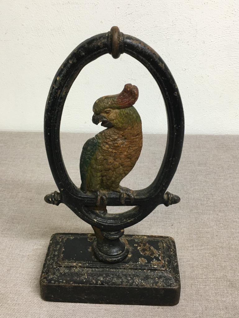Antique Bradley Hubbard Cast Iron Parrot Door Stop