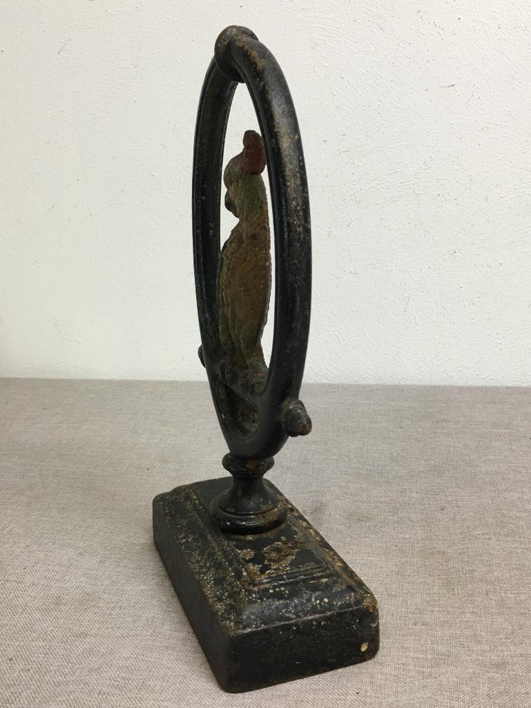 Antique Bradley Hubbard Cast Iron Parrot Door Stop