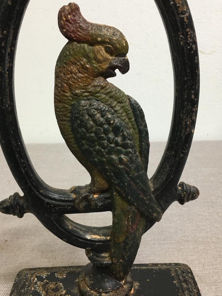 Antique Bradley Hubbard Cast Iron Parrot Door Stop