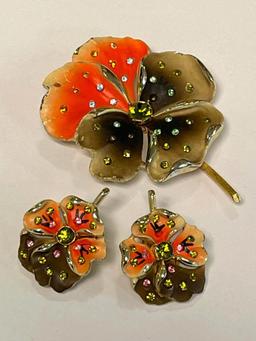 Earring and Brooch Costume Jewelry Set