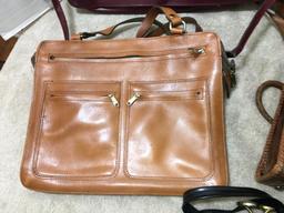 Group of Five Handbags and Leather Attache Bags