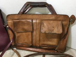 Group of Five Handbags and Leather Attache Bags