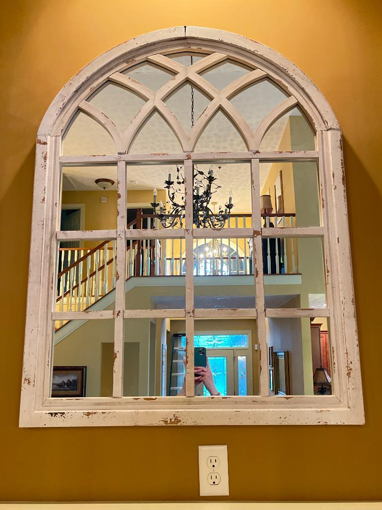 Wooden Framed Arched Mirror