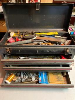 Vintage Craftsman Metal Tool Box and Contents