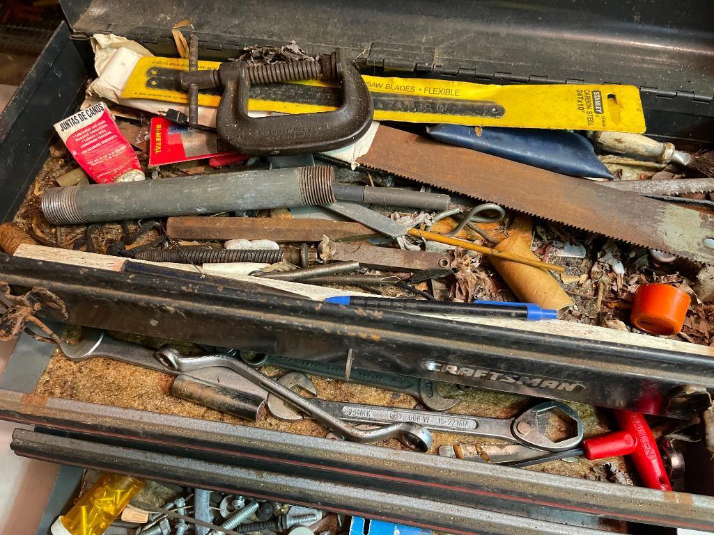 Vintage Craftsman Metal Tool Box and Contents