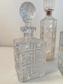 Group of 3 Vintage Clear Glass Decanters