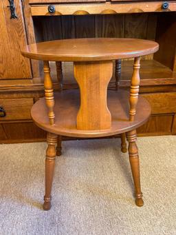 Vintage Wooden Round 2 Tier Table