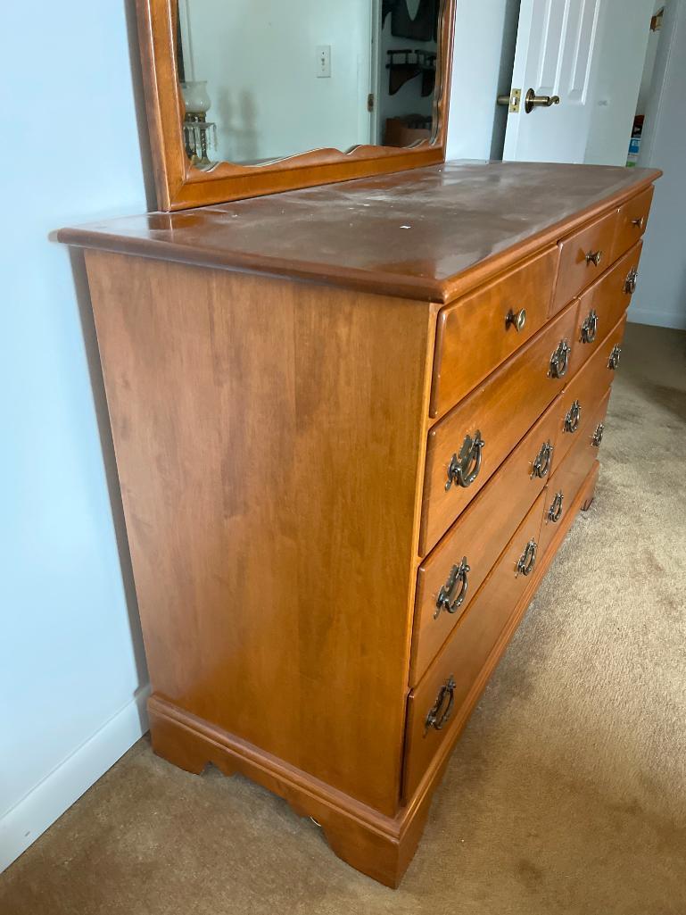 Vintage Wooden Dresser with Mirror