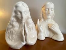 Ceramic Joseph and Mary Busts